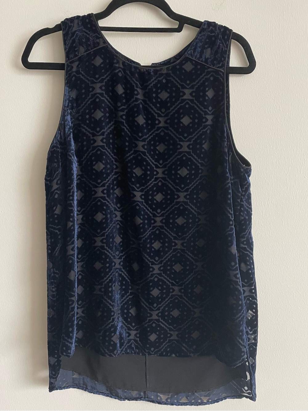 Daniel Rainn sleeveless top blue burnout velvet shell witchy whimsigoth M